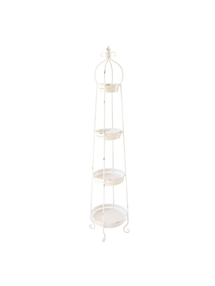 PORTE PLANTES 4 NIVEAUX METAL BLANC DIA 35CM X 170CM