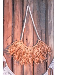 HÄNGEDEKO PERLEN RAFFIA BRAUN 40CM X 1CM X 47CM