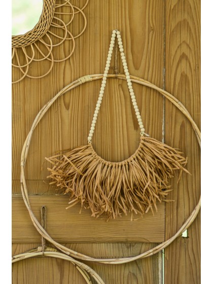 HÄNGEDEKO PERLEN RAFFIA BRAUN 40CM X 1CM X 47CM