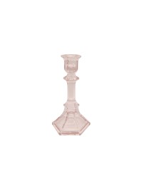 KERZENLEUCHTER GLAS ROSA D\'AMBRE 9.5CM X 9.5CM X 19.8CM