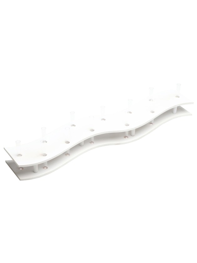 CENTRE DE TABLE BOIS BLANC AVEC TUBES 100CM X 20CM X 10CM