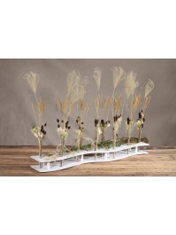 TISCHDEKORATION HOLZ WEISS MIT TUBES 100CM X 20CM X 10CM