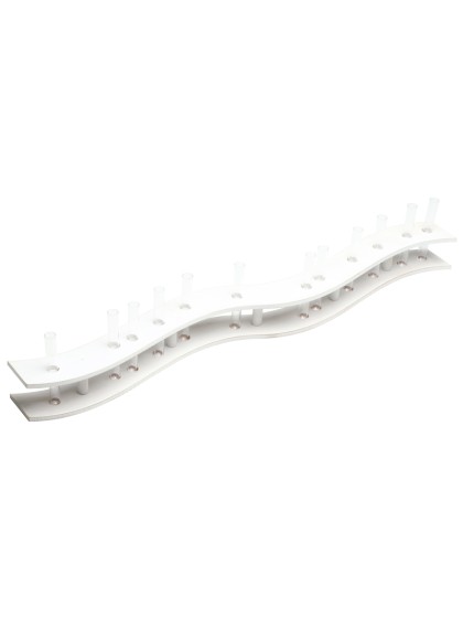 CENTRE DE TABLE BOIS BLANC AVEC TUBES 100CM X 13CM X 10CM