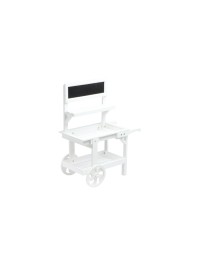 WAGEN 3 EBENEN HOLZ WEISS UND SCHIEFERTAFEL 69CM X 33CM X 86CM