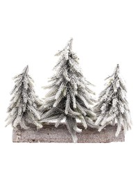 WOODEN TABLE CENTER 3 REALISTIC SNOWY TREES 20 LED 32CM X 8CM X 27CM