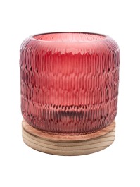 LAMPE DE TABLE LIE DE VIN SUPPORT BOIS AV AMPOULE VINTAGE LED DIA 13.2CM X 14.5CM