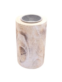 BOUGEOIR TRONC BOIS BLANCHI DIA 7.5CM X 12CM