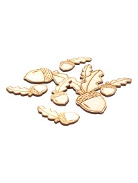 POCHETTE KRAFT 8 GLANDS AV FEUILLE DECO BOIS NATUREL 4CM