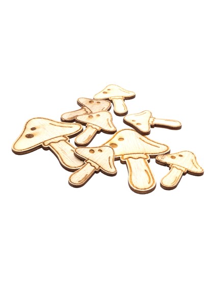 POCHETTE KRAFT 8 CHAMPIGNONS DECO BOIS NATUREL 4CM