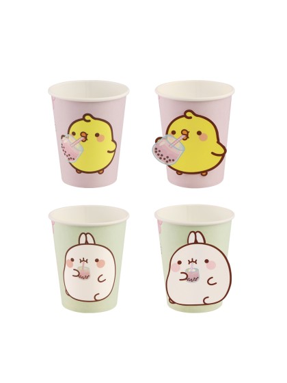 8 GOBELETS 3D 250ML PLASTIC FREE 2 ASS MOLANG © DIA 5.2CM X 8.8CM / DIA HAUT 7.5CM
