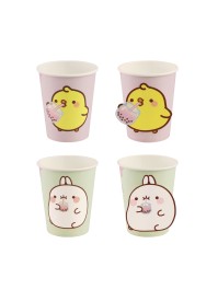 8 GOBELETS 3D 250ML PLASTIC FREE 2 ASS MOLANG © DIA 5.2CM X 8.8CM / DIA HAUT 7.5CM