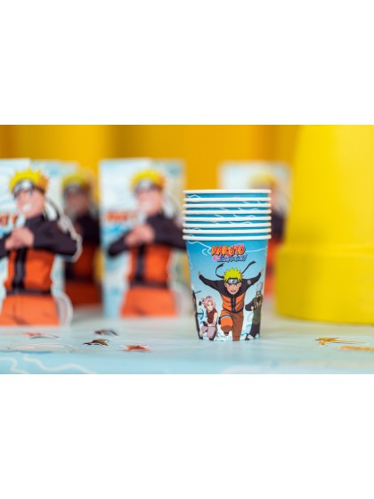 8 GOBELETS 250ML PLASTIC FREE NARUTO SHIPPUDEN © DIA 5.2CM X 8.8CM / DIA HAUT 7.5CM