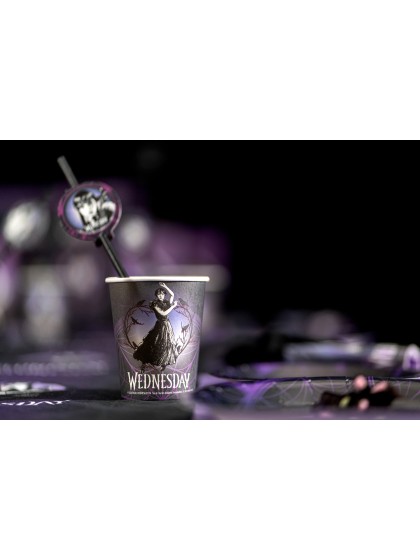 8 GOBELETS 250ML PLASTIC FREE MERCREDI -WEDNESDAY © DIA 5.2CM X 8.8CM / DIA HAUT 7.5CM