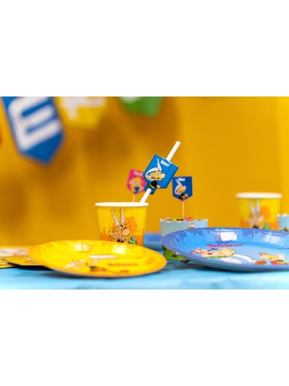 PACK 8 PAPER STRAWS + DECO ASTERIX® 19.6CM / 4CM X 6.3CM HT