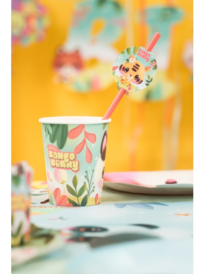 PACK 8 PAPER STRAWS + DECO BANGOBERRY © 19.6CM / DIA 4.8CM X 6.3CM HT