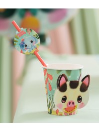 PACK 8 PAPER STRAWS + DECO BANGOBERRY © 19.6CM / DIA 4.8CM X 6.3CM HT