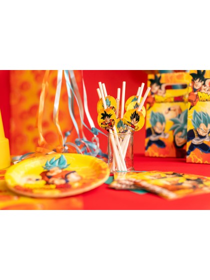 PACK 8 PAPER STRAWS + DECO DRAGON BALL SUPER © 19.6CM / DIA 4.8CM X 6.3CM HT