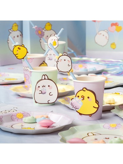 8 PAILLES PAPIER + MEDAILLONS MOLANG © 19.6CM / DIA 4.2CM X 6.3CM