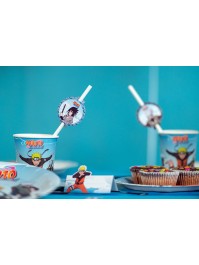 PACK 8 PAPER STRAWS + DECO NARUTO SHIPPUDEN © 19.6CM / DIA 4.8CM X 6.3CM HT