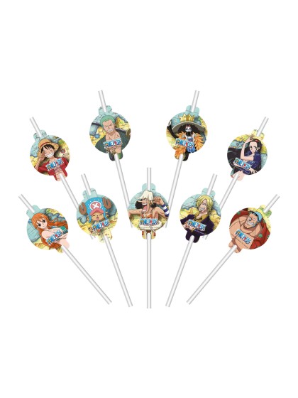 PACK 9 PAPER STRAWS + DECO ONE PIECE © 19.6CM / DIA 4.8CM X 6.3CM HT