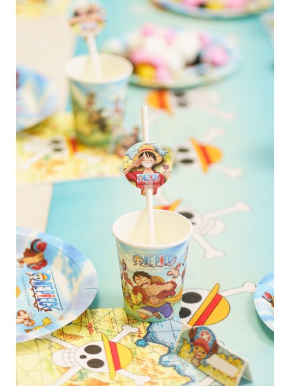PACK 9 PAPER STRAWS + DECO ONE PIECE © 19.6CM / DIA 4.8CM X 6.3CM HT