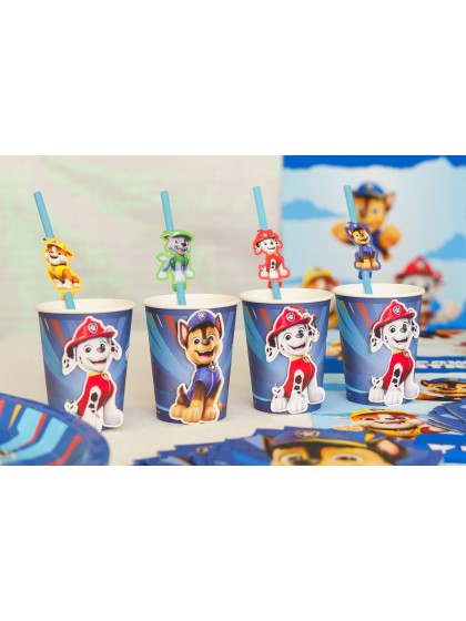 PACK 8 PAPER STRAWS + DECO PAW PATROL © 19.6CM / 3.5CM X 6CM