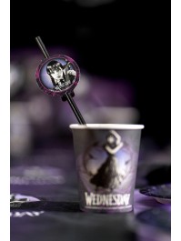 PACK 8 PAPER STRAWS + DECO WEDNESDAY © 19.6CM / DIA 4.8CM X 6.3CM HT