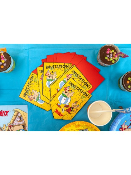 8 CARTONS INVITATION + ENVELOPPES ASTERIX® 10CM X 14.8CM