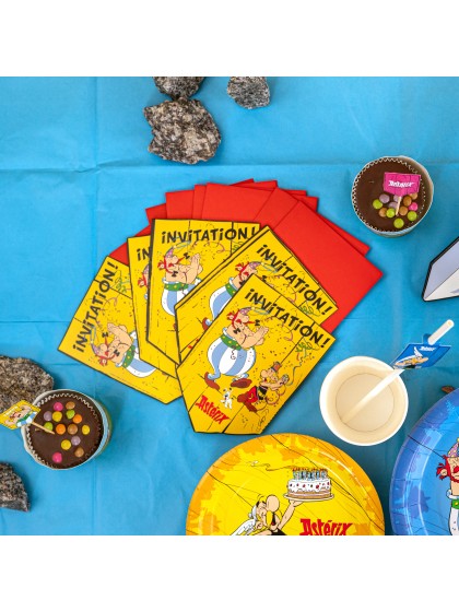 8 CARTONS INVITATION + ENVELOPPES ASTERIX® 10CM X 14.8CM