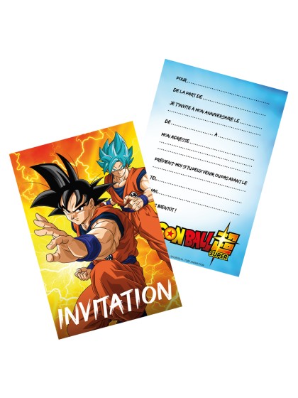 8 CARTONS INVITATION + ENVELOPPES DRAGON BALL SUPER © 15CM X 10CM