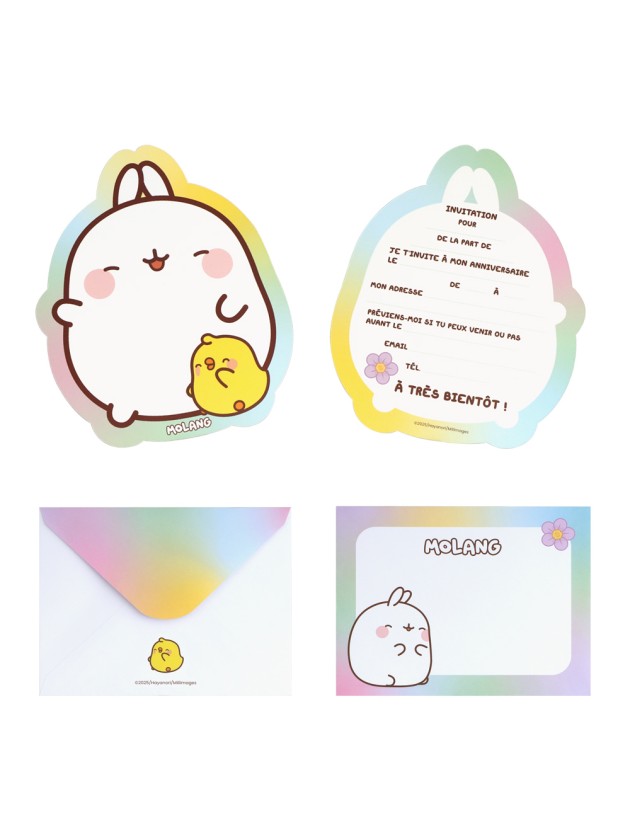 8 KARTONS EINLADUNG + UMSCHLAG MOLANG © 16.7CM X 13.8CM