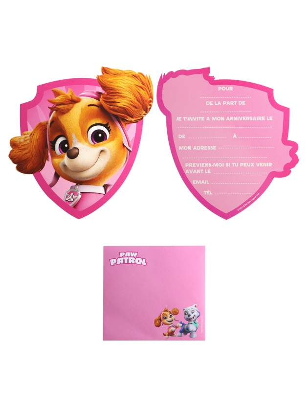 8 KARTONS EINLADUNG + UMSCHLAG PAW PATROL © 14CM X 13CM