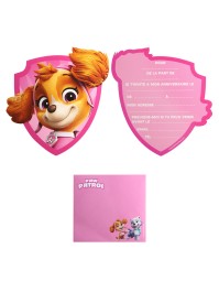 8 INVITATION CARDS + ENVELOPPES PAW PATROL © 14CM X 13CM