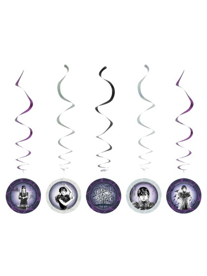 SET 5 SUSPENSIONS SWIRLS MERCREDI -WEDNESDAY © DIA 17CM X 60CM