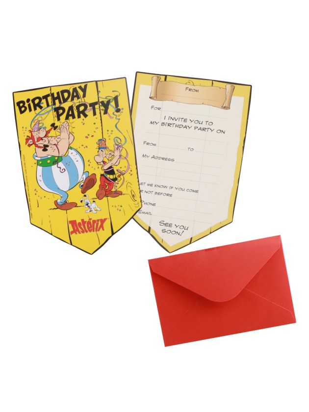 8 INVITATION CARDS + ENVELOPPES ASTERIX® (ENGLISH) 10CM X 14.8CM