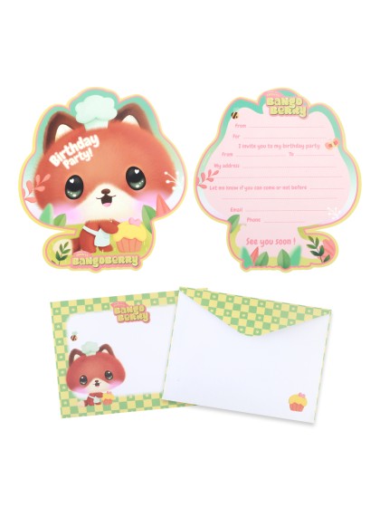 8 INVITATION CARDS + ENVELOPPES BANGOBERRY © (ENGLISH) 13.6CM X 15.5CM