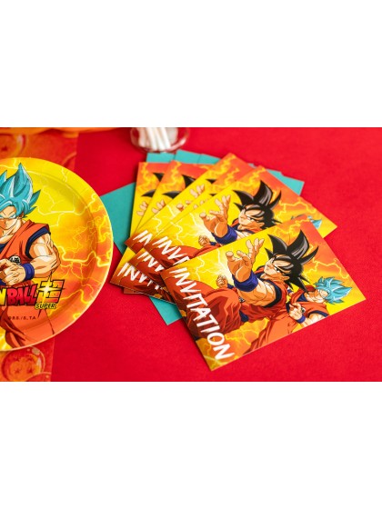 8 INVITATION CARDS + ENVELOPPES DRAGON BALL SUPER © (ENGLISH) 15CM X10CM