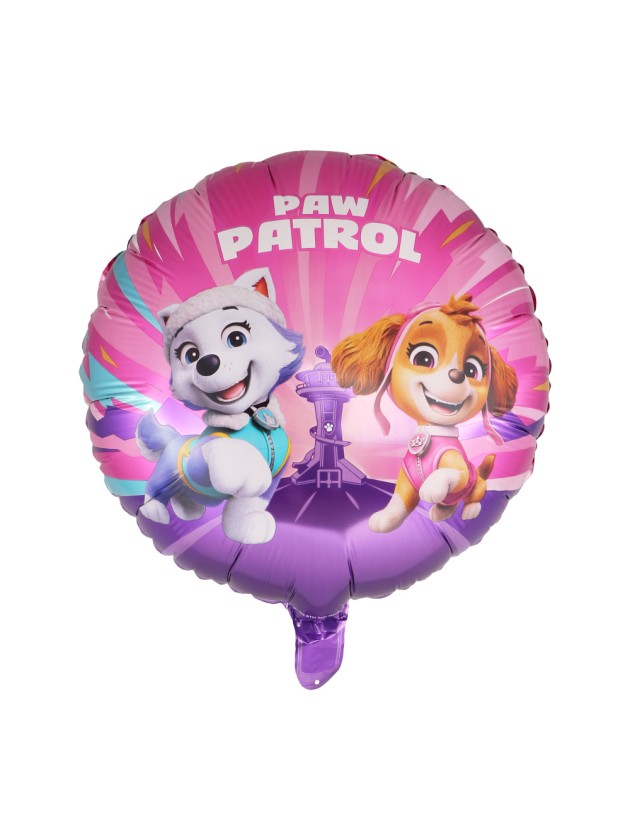 PINK ROUND MYLAR BALLOON PAW PATROL © DIA 43CM