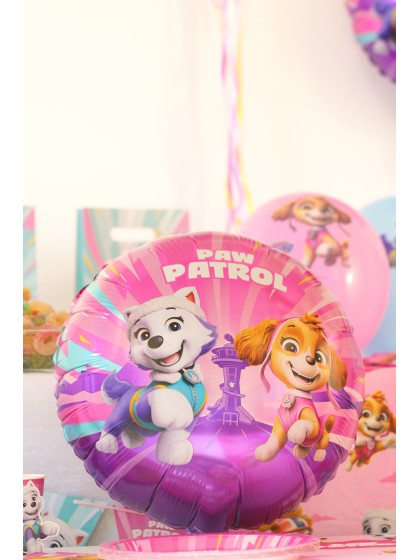 PINK ROUND MYLAR BALLOON PAW PATROL © DIA 43CM