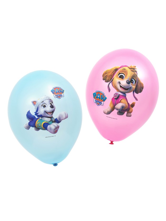 SET 6 BALLONS LATEX 2 ASSORTIS ROSES PAT\'PATROUILLE © DIA 27CM