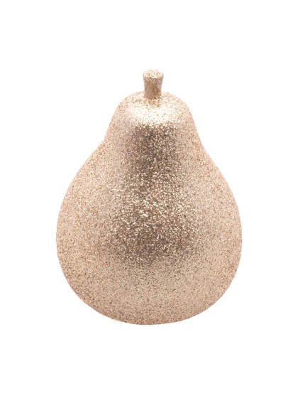 GLITTERED GOLD XMAS PEAR DIA 5.5CM X 8.5CM