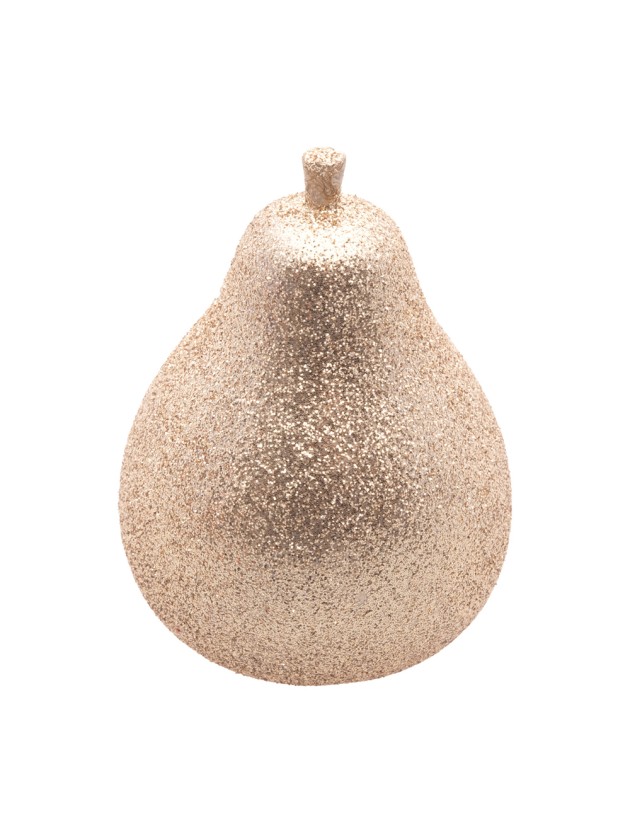 GLITTERED GOLD XMAS PEAR DIA 5.5CM X 8.5CM