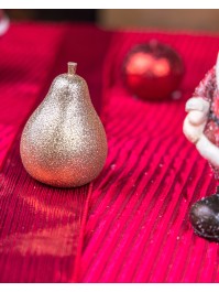 GLITTERED GOLD XMAS PEAR DIA 5.5CM X 8.5CM