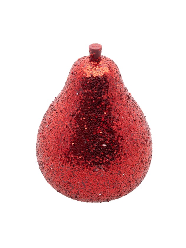 POIRE DE NOEL ROUGE PAILLETTE DIA 5.5CM X 8.5CM
