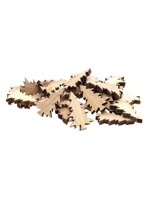 SACHET 20 SAPINS BOIS NATUREL VINTAGE 3CM X 5CM