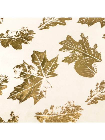 CREAM GOLD LEAVES VELVET TABLE RUNNER 28CM X 3M