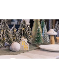 HAUS KERAMIK WEISS TOIT PAILLETTE LEDs 7.5CM X 6CM X 10CM