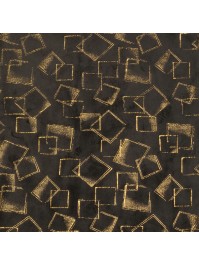 VELVET TABLE RUNNER BLACK CUBES GOLD PRINTING 28CM X 3M