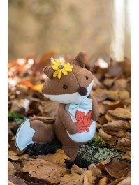 BROWN/WHITE FLORA FOX 11CM X 10CM X 15CM