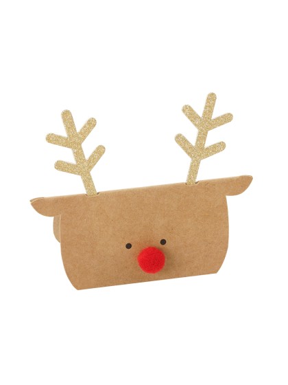 6 MARQUE-PLACES KRAFT TETE DE RENNE JUSTIN NEZ ROUGE 9CM X 4CM